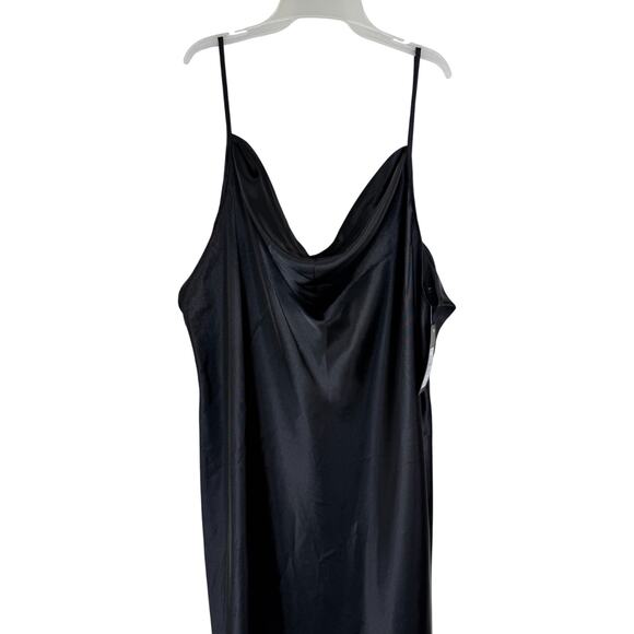 Bebe Dress 3X Black Slip Midi Cowl Neck Satin Style Plus Size Made in USA NWT - Picture 14 of 14